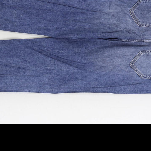 Marks and Spencer Womens Blue Cotton Cropped Jeans Size 12 L24 in Regular Zip