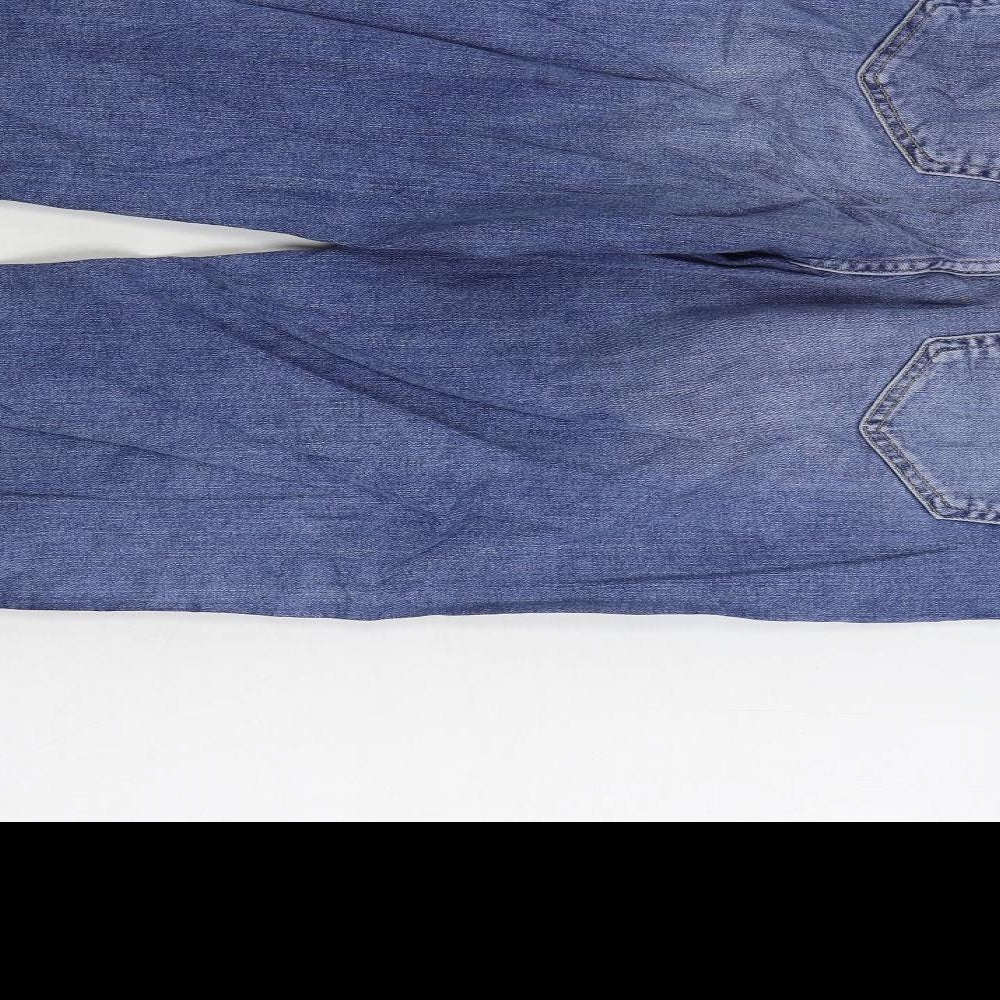 Marks and Spencer Womens Blue Cotton Cropped Jeans Size 12 L24 in Regular Zip