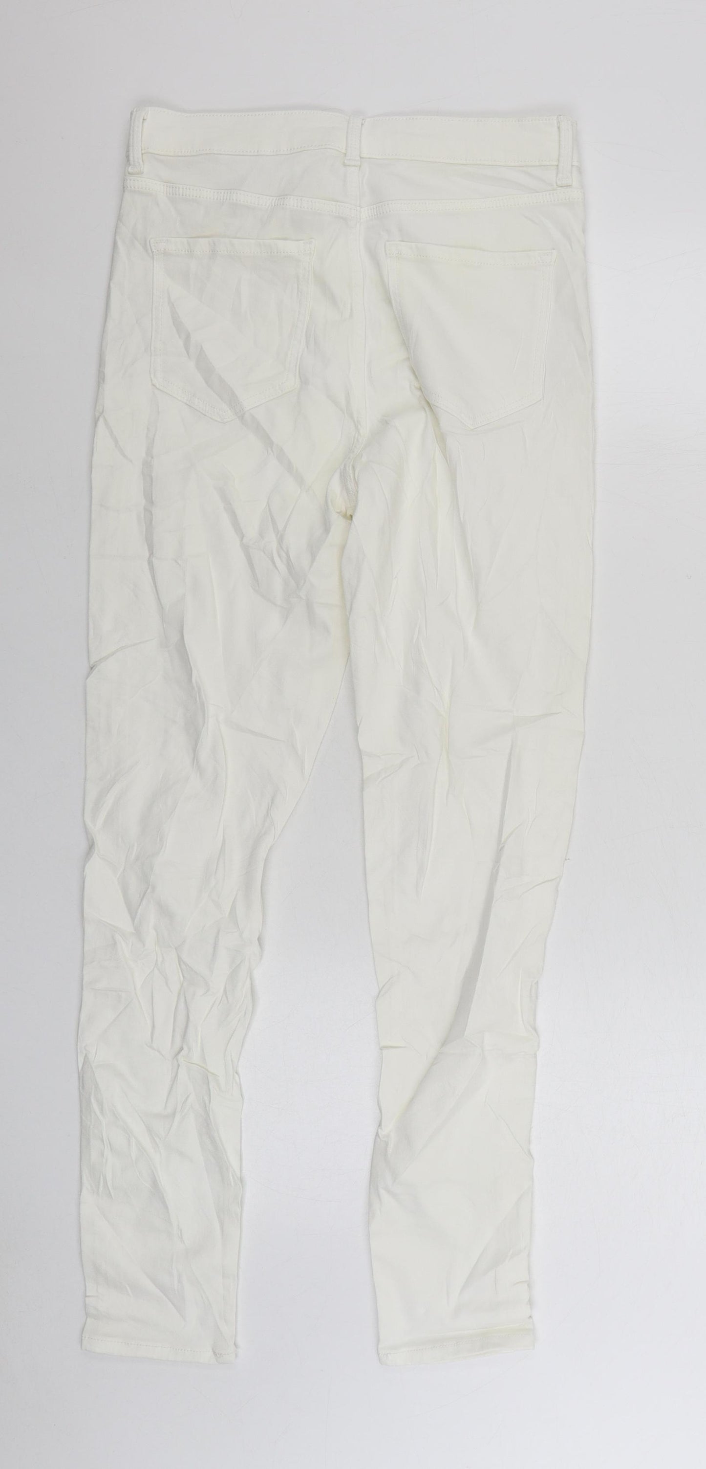 Marks and Spencer Womens White Cotton Skinny Jeans Size 12 L28 in Regular Zip
