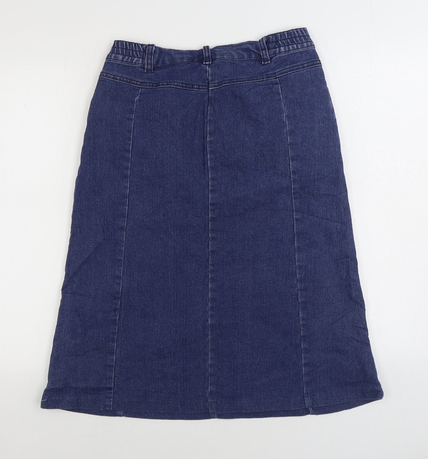 Cotton Traders Womens Blue Cotton A-Line Skirt Size 12 Zip