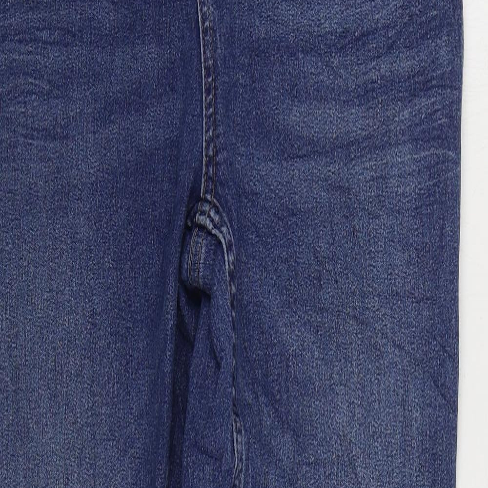 Marks and Spencer Womens Blue Cotton Straight Jeans Size 10 L28 in Slim Zip