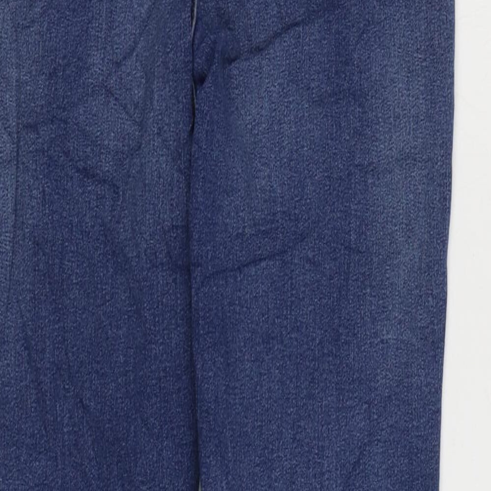 Marks and Spencer Womens Blue Cotton Straight Jeans Size 10 L28 in Slim Zip