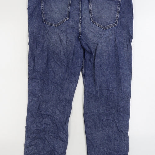 Marks and Spencer Womens Blue Cotton Straight Jeans Size 18 L28 in Regular Zip