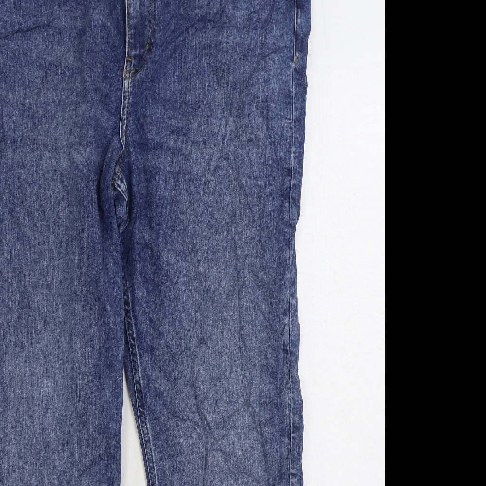 Marks and Spencer Womens Blue Cotton Straight Jeans Size 18 L28 in Regular Zip