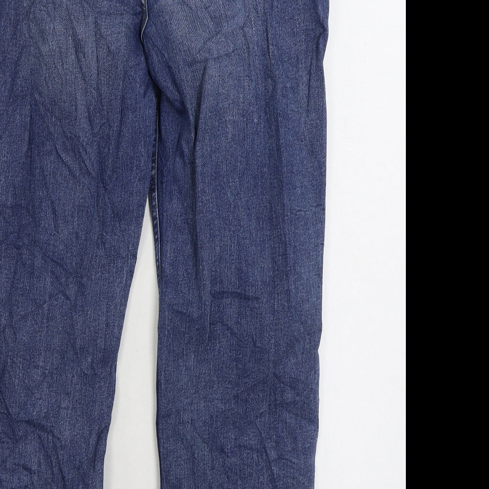 Marks and Spencer Womens Blue Cotton Straight Jeans Size 18 L28 in Regular Zip