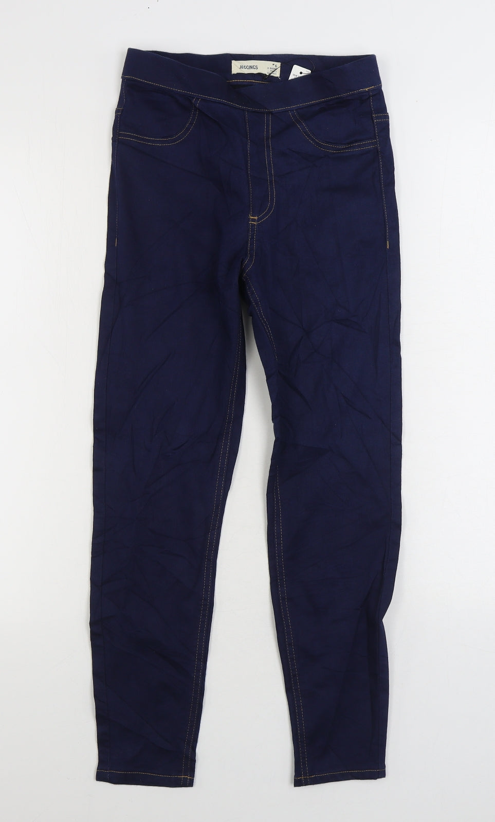Marks and Spencer Womens Blue Cotton Jegging Jeans Size 6 L24 in Regular Zip