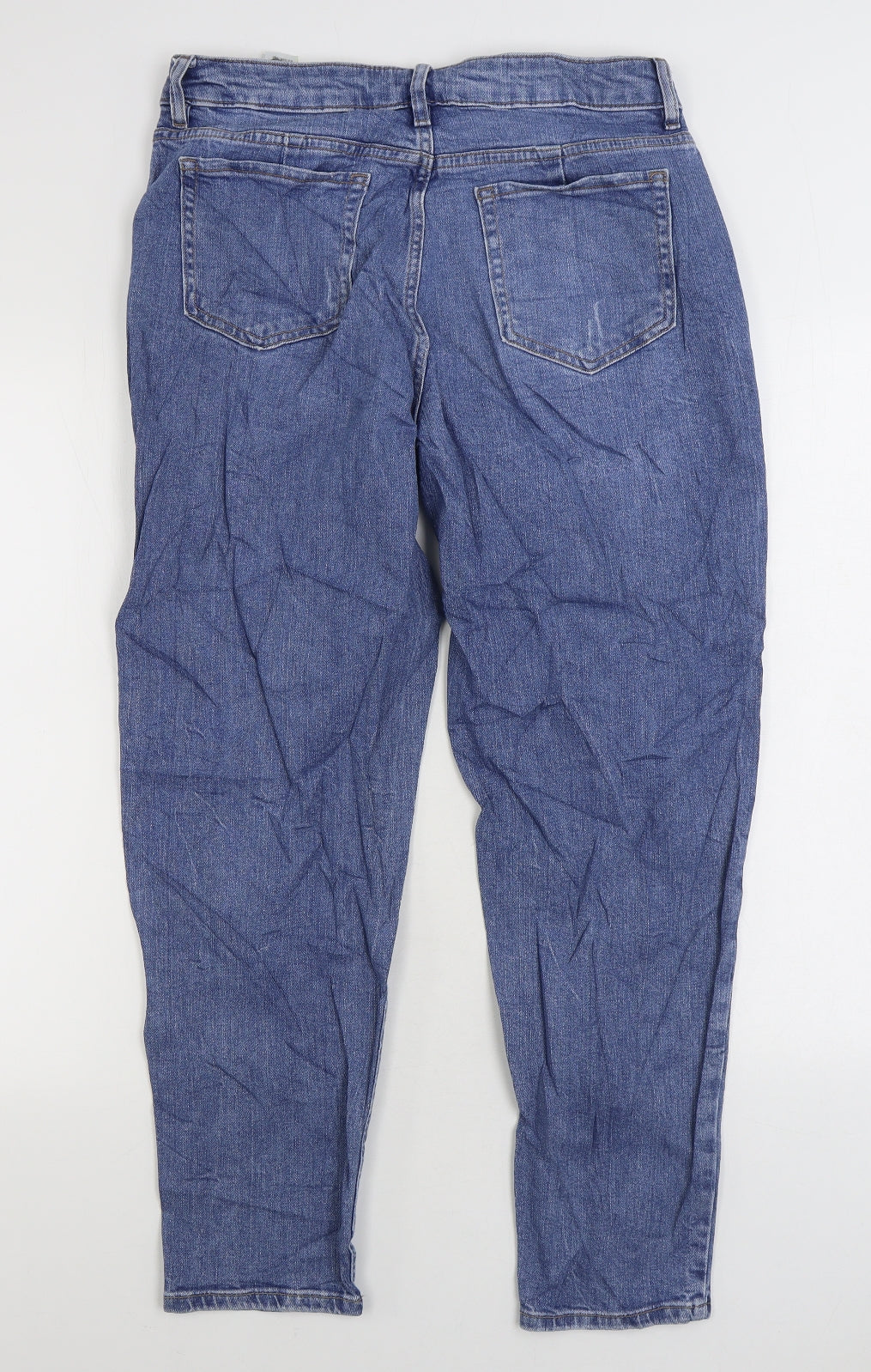 Marks and Spencer Womens Blue Cotton Straight Jeans Size 12 L27 in Regular Zip