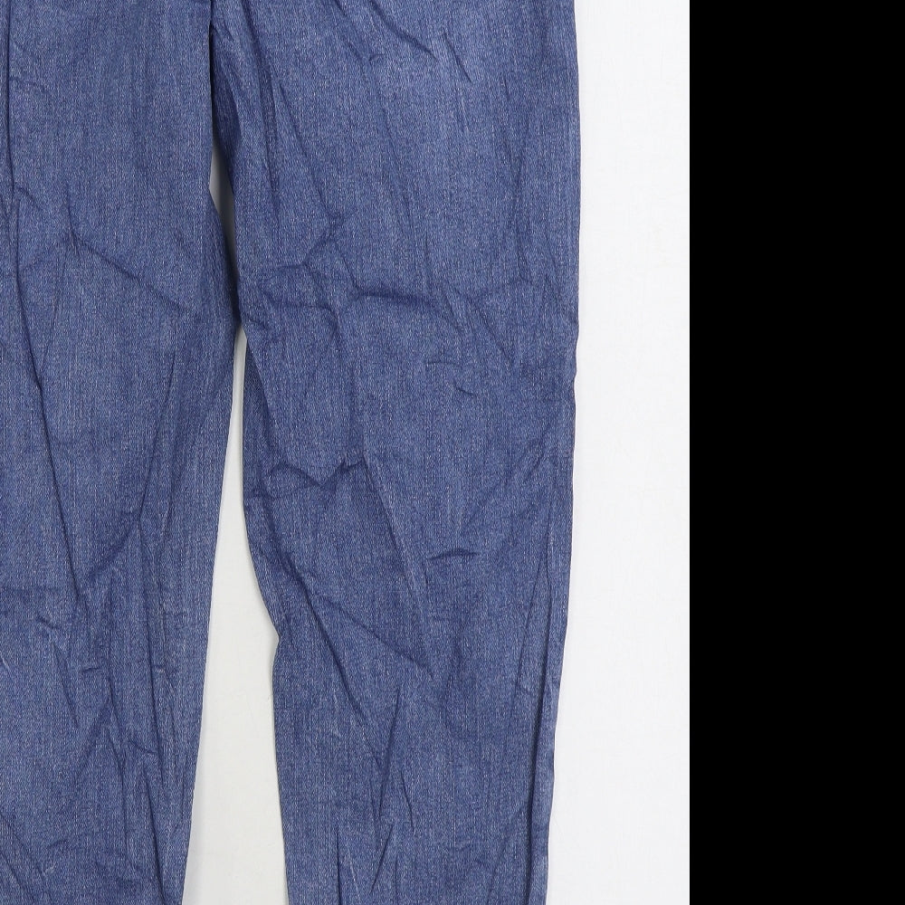 Marks and Spencer Womens Blue Cotton Straight Jeans Size 12 L27 in Regular Zip