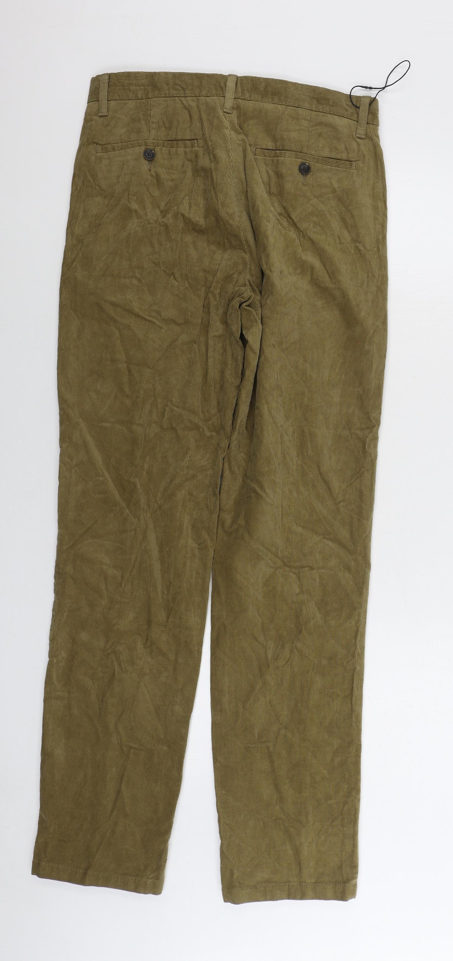 Marks and Spencer Mens Brown Cotton Trousers Size 30 in L33 in Regular Zip