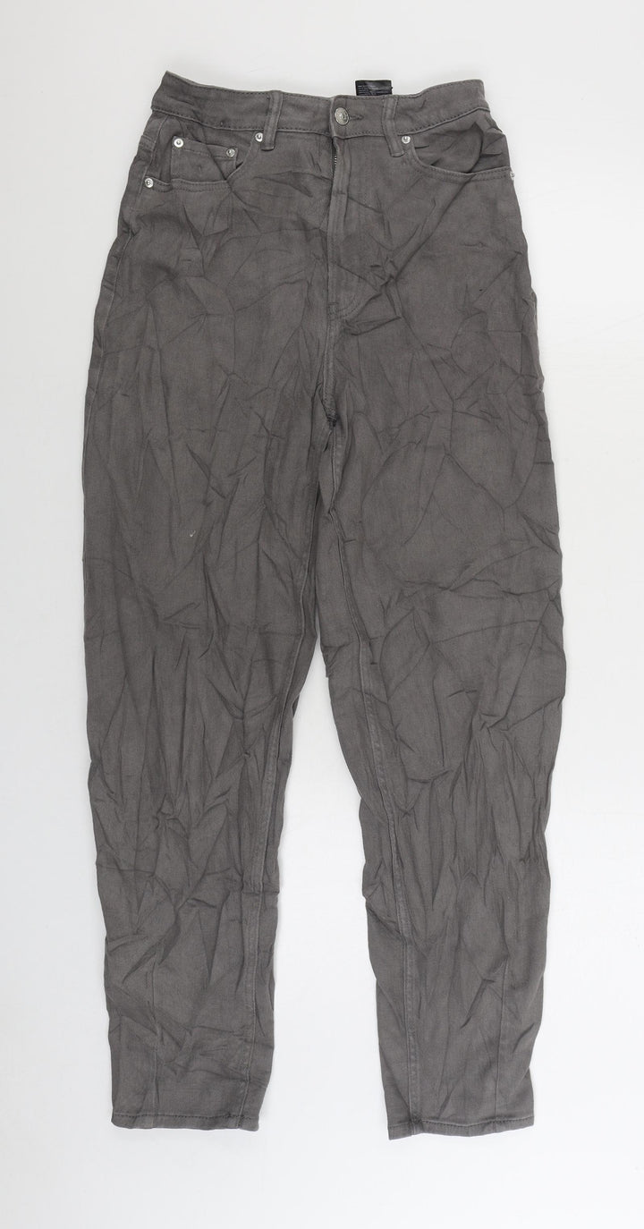 Divided by H&M Womens Grey Cotton Straight Jeans Size 8 L28 in Regular Zip