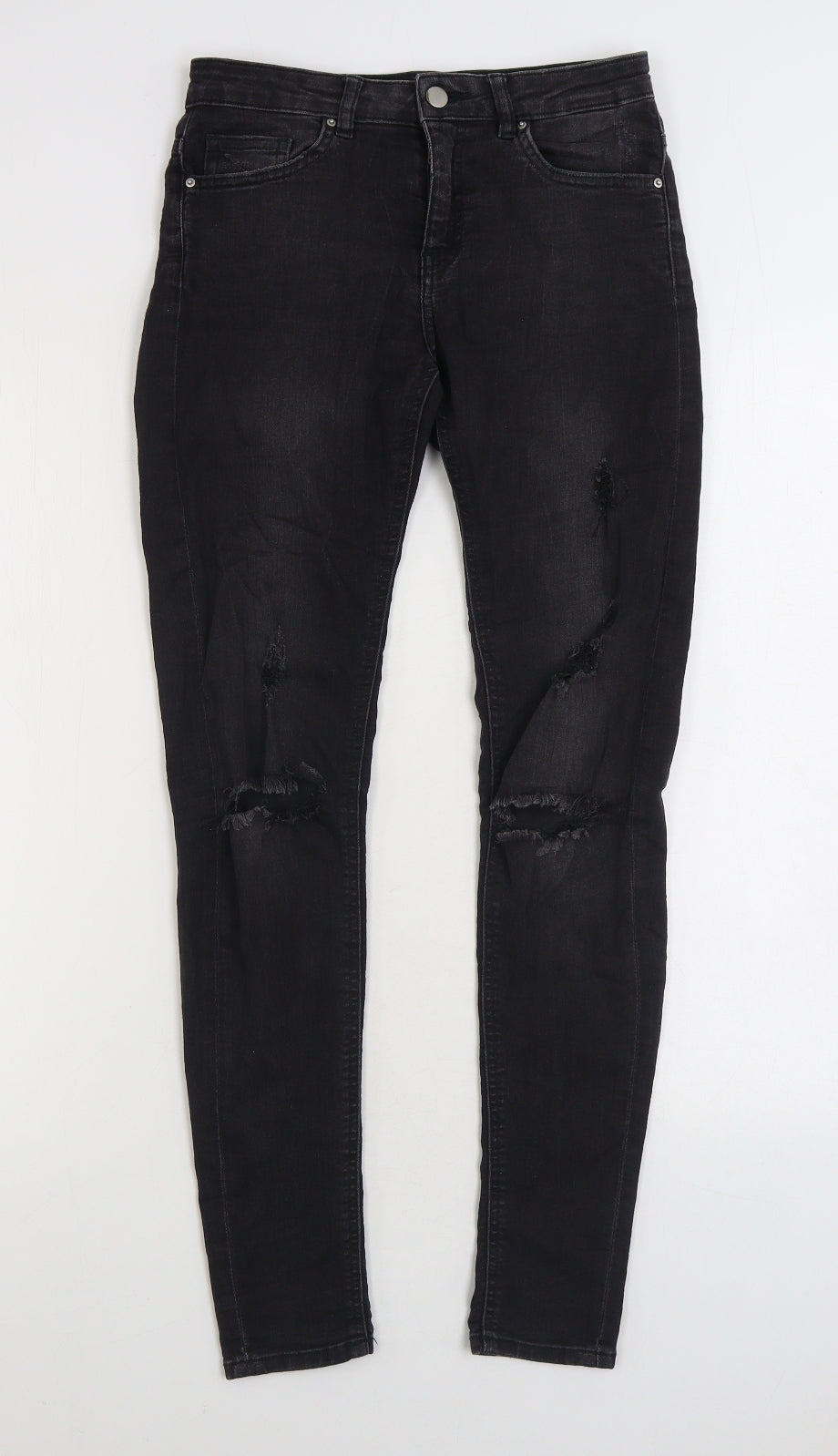 H&M Womens Black Cotton Skinny Jeans Size 6 L28 in Regular Zip