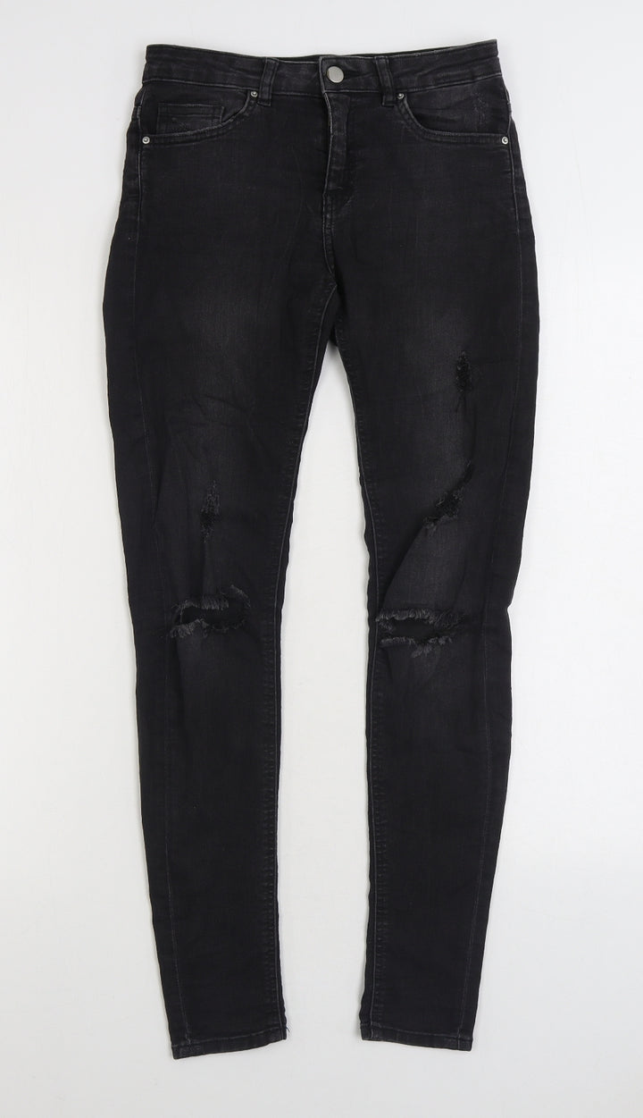 H&M Womens Black Cotton Skinny Jeans Size 6 L28 in Regular Zip
