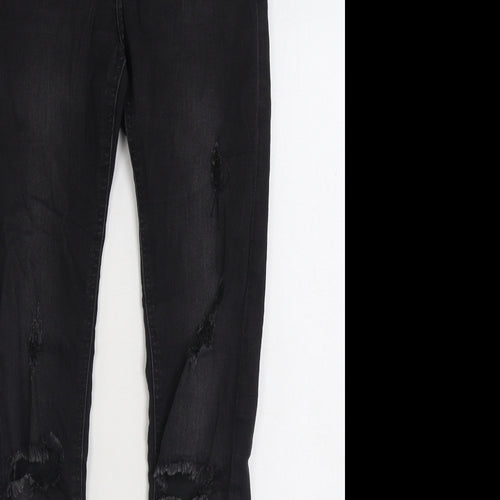 H&M Womens Black Cotton Skinny Jeans Size 6 L28 in Regular Zip