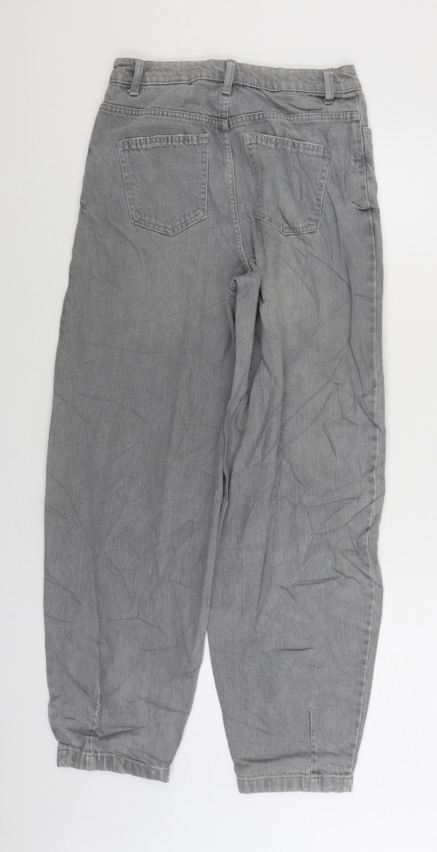Marks and Spencer Womens Grey Cotton Tapered Jeans Size 8 L28 in Regular Zip