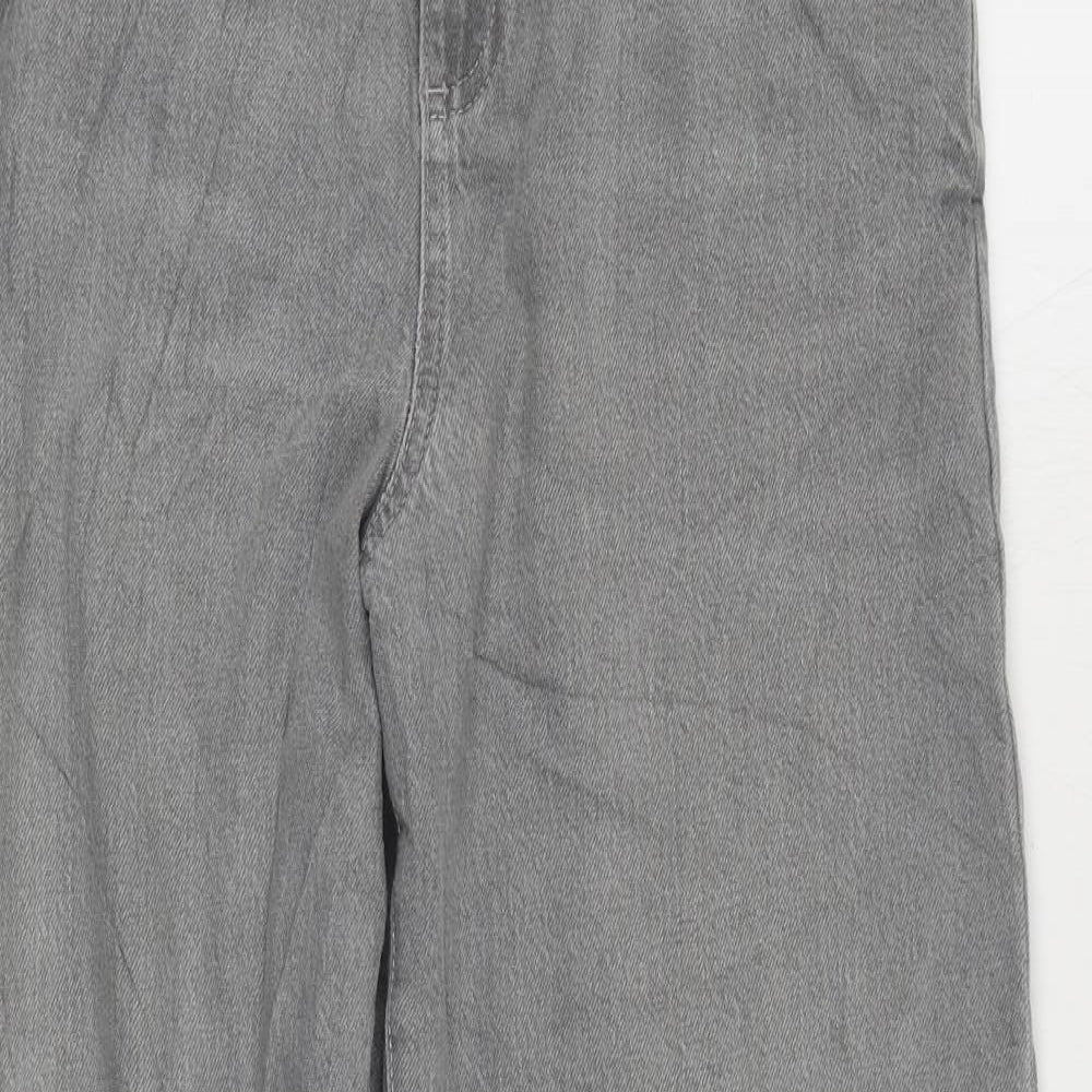 Marks and Spencer Womens Grey Cotton Tapered Jeans Size 8 L28 in Regular Zip