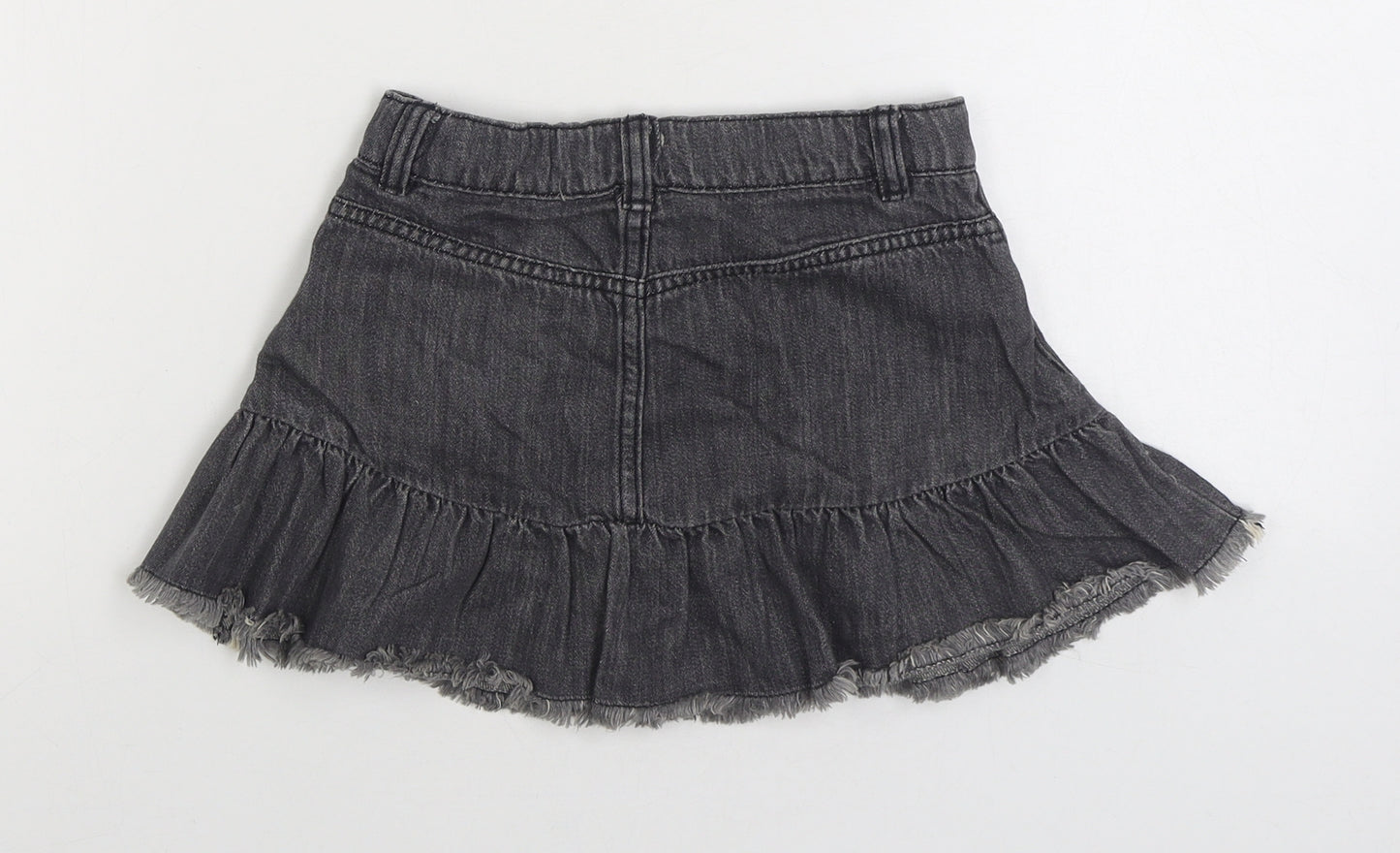 F&F Girls Grey Cotton Mini Skirt Size 6-7 Years Regular Zip