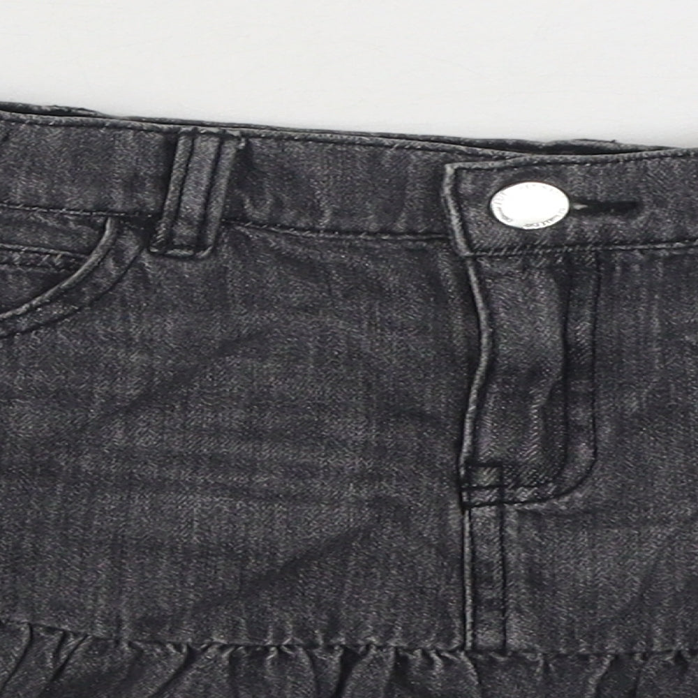 F&F Girls Grey Cotton Mini Skirt Size 6-7 Years Regular Zip