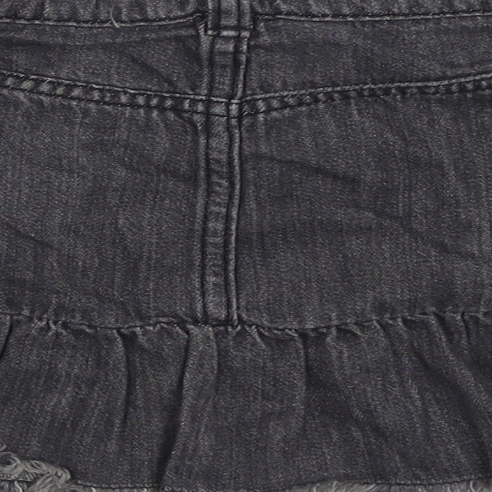 F&F Girls Grey Cotton Mini Skirt Size 6-7 Years Regular Zip