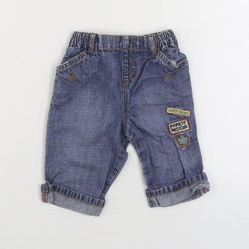 NEXT Boys Blue 100% Cotton Jogger Jeans Size 3-6 Months Pullover