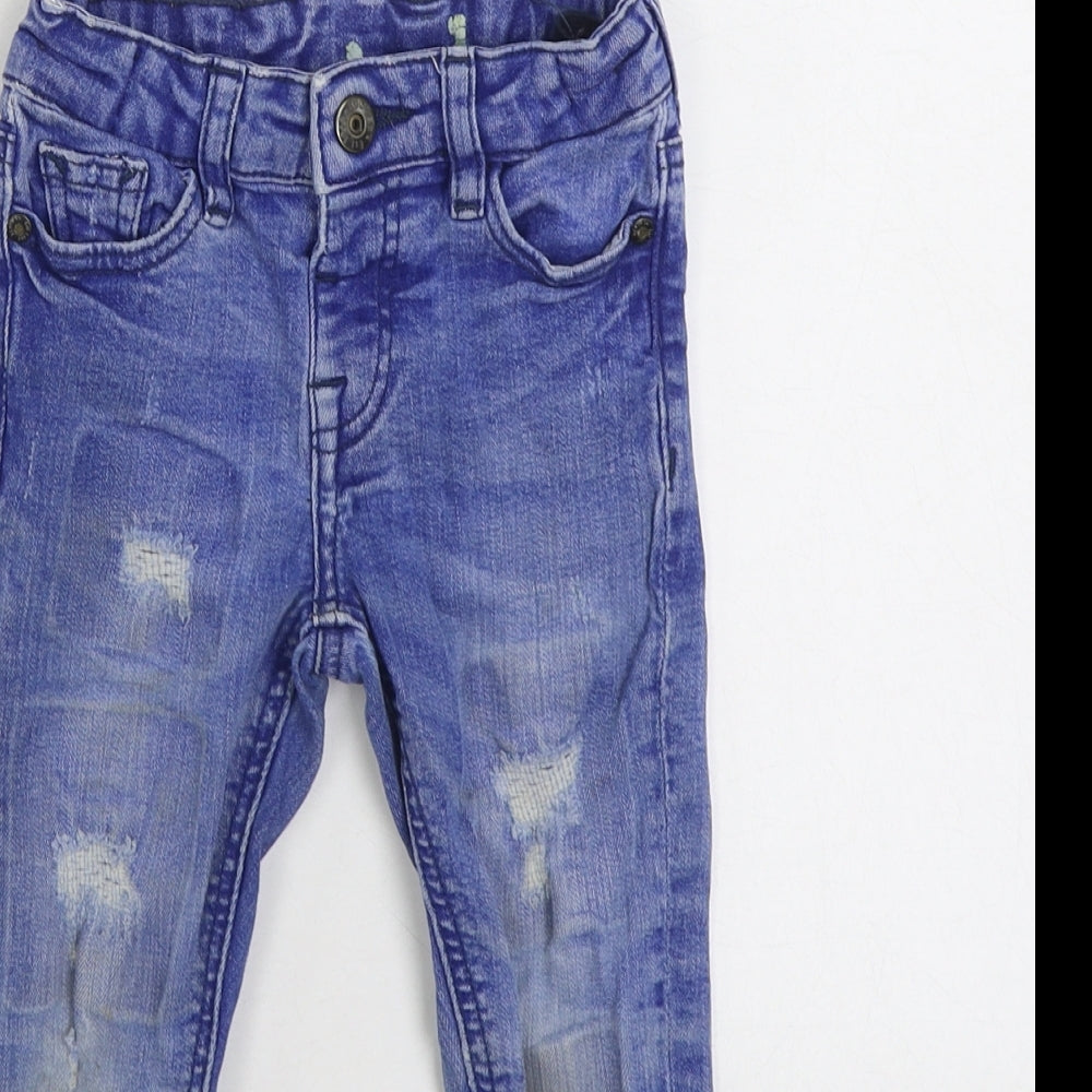 Primark Boys Blue Cotton Jegging Jeans Size 2-3 Years Regular Pullover - Distressed