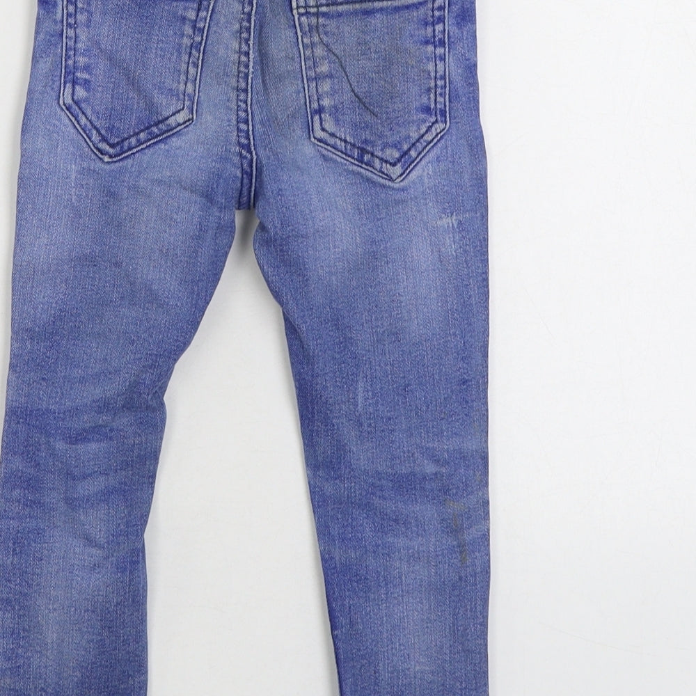 Primark Boys Blue Cotton Jegging Jeans Size 2-3 Years Regular Pullover - Distressed