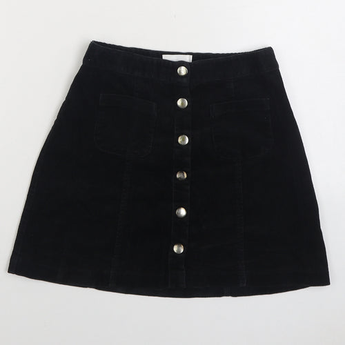 Cooperative Womens Black Cotton A-Line Skirt Size XS Button