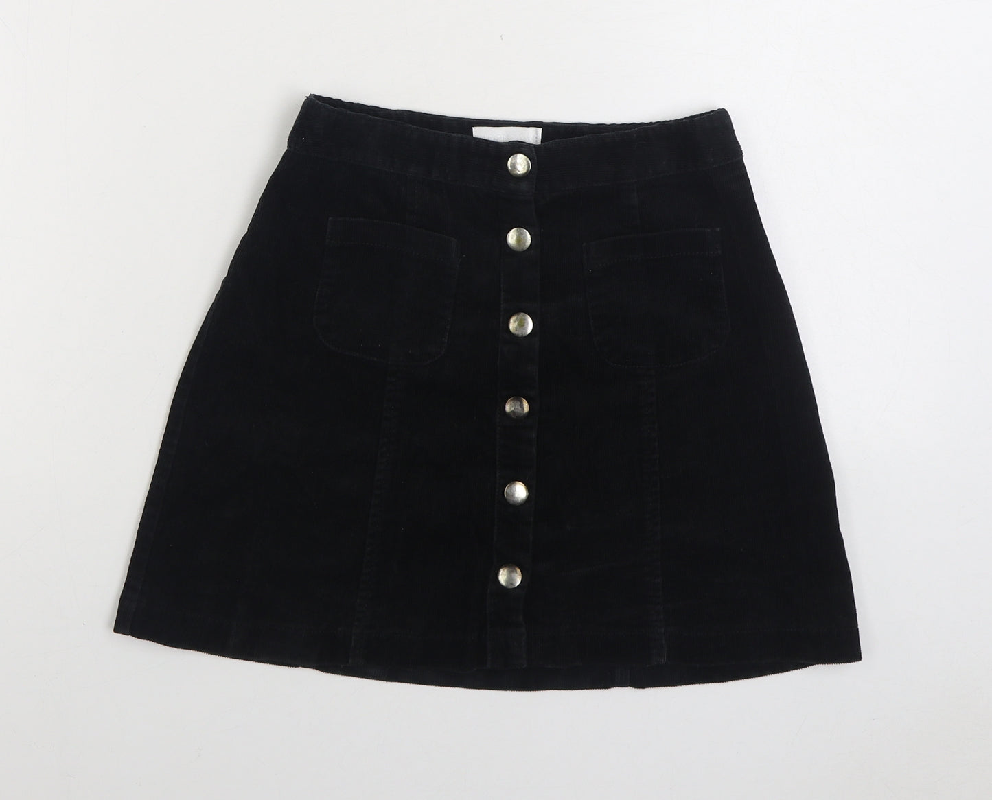 Cooperative Womens Black Cotton A-Line Skirt Size XS Button