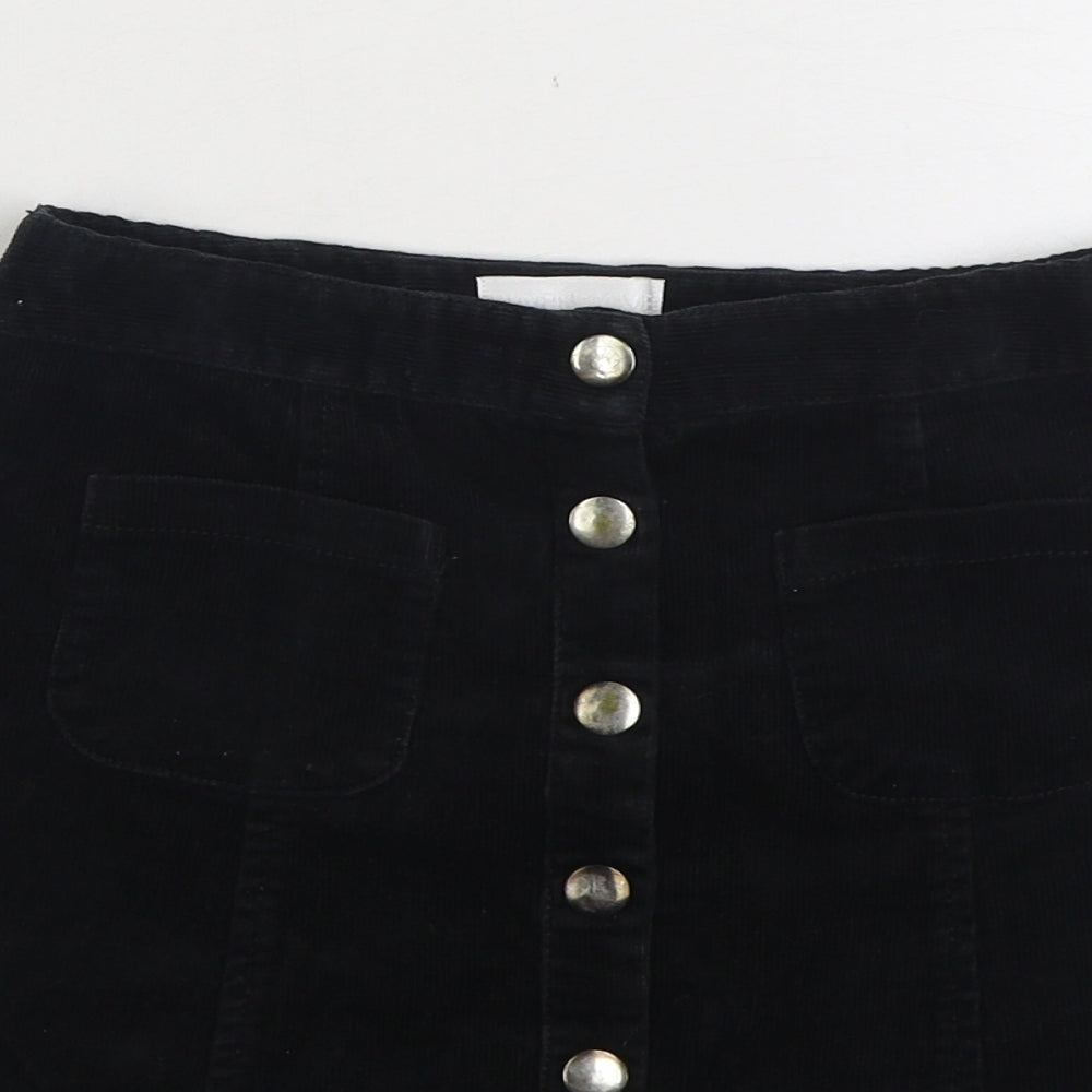 Cooperative Womens Black Cotton A-Line Skirt Size XS Button