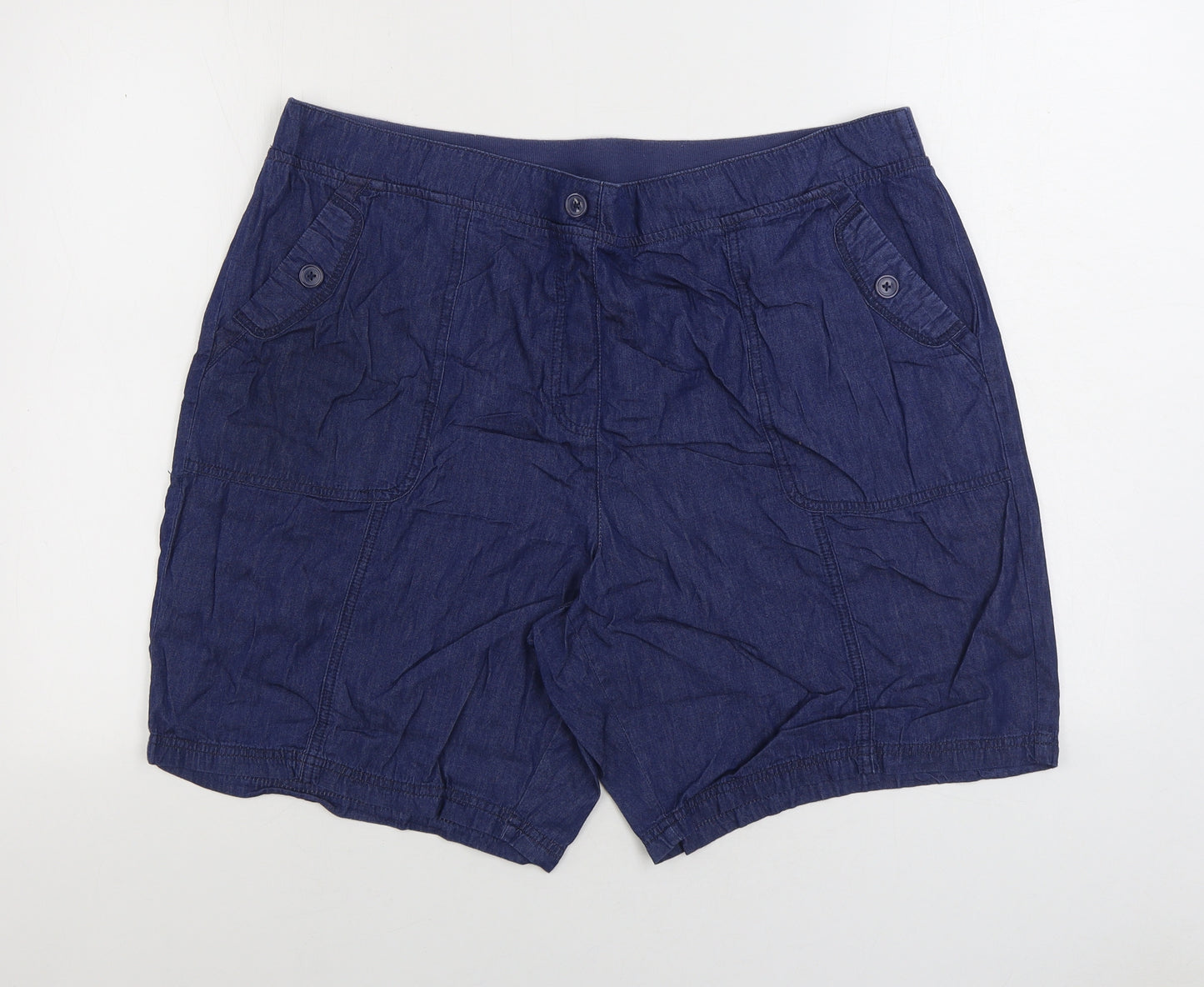 Bonmarché Womens Blue Polyester Bermuda Shorts Size 20 Regular Drawstring