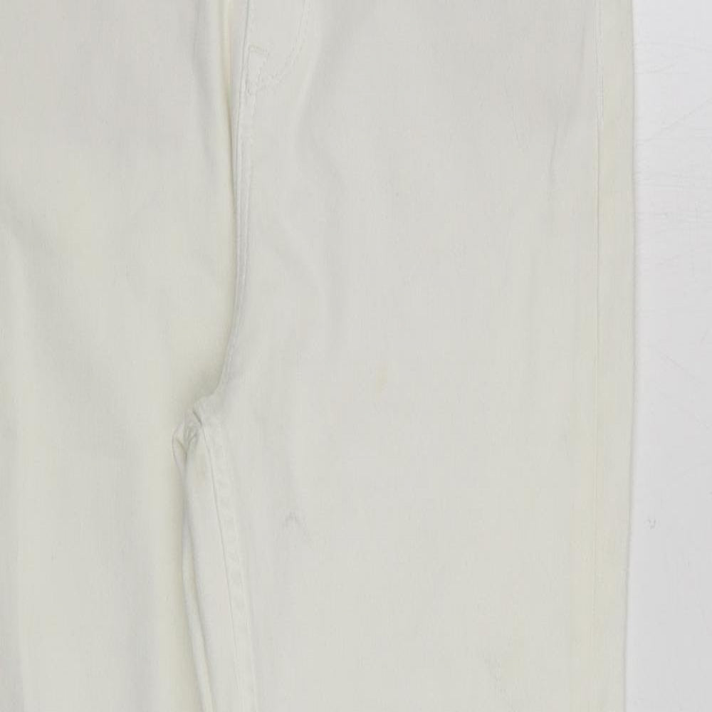 Marks and Spencer Womens White Cotton Skinny Jeans Size 12 L26 in Regular Zip