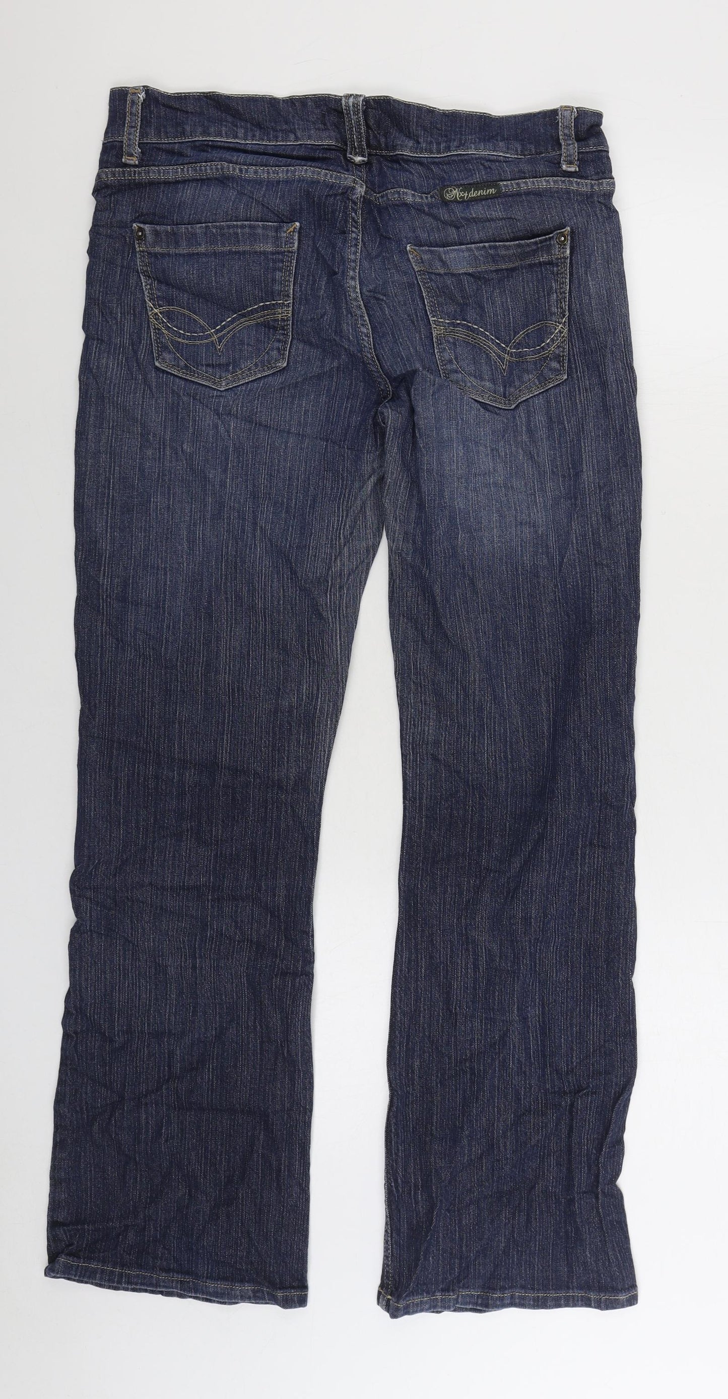 NEXT Womens Blue Cotton Straight Jeans Size 14 L30 in Regular Zip