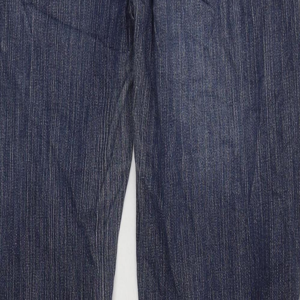 NEXT Womens Blue Cotton Straight Jeans Size 14 L30 in Regular Zip