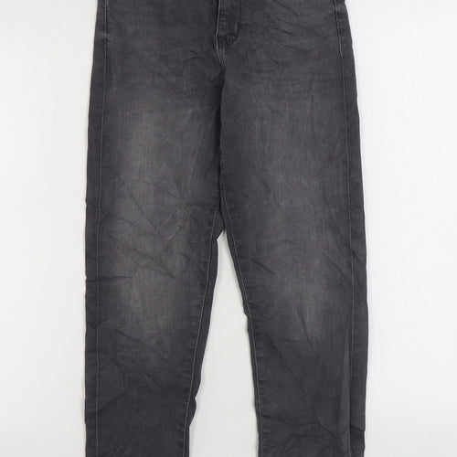 Marks and Spencer Womens Grey Cotton Straight Jeans Size 6 L24 in Regular Zip