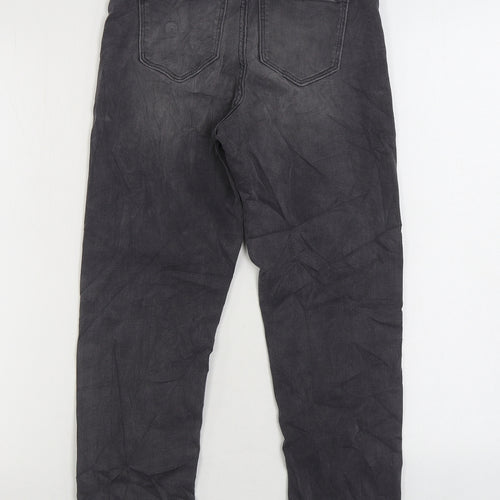 Marks and Spencer Womens Grey Cotton Straight Jeans Size 6 L24 in Regular Zip
