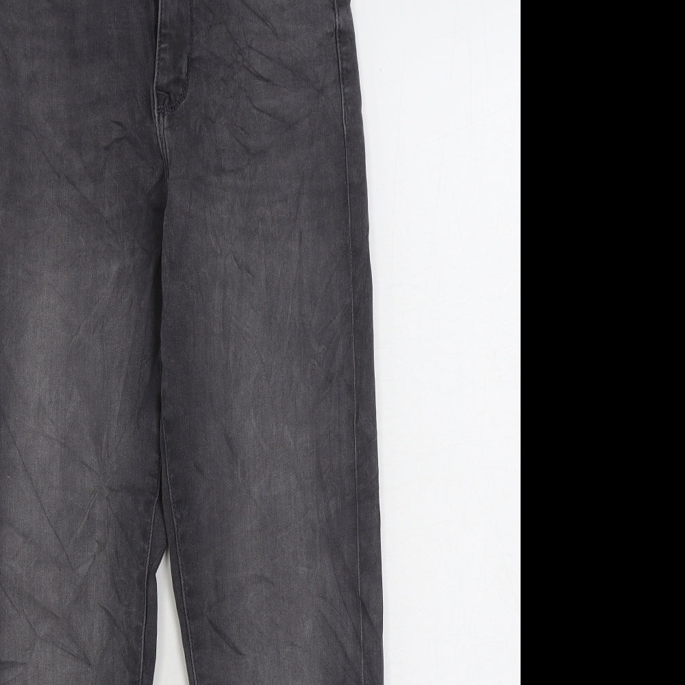Marks and Spencer Womens Grey Cotton Straight Jeans Size 6 L24 in Regular Zip