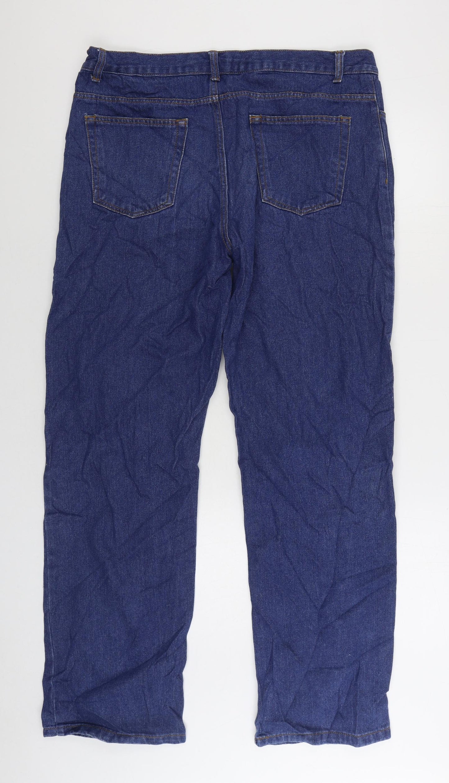 George Mens Blue Cotton Straight Jeans Size 33 in L32 in Regular Zip