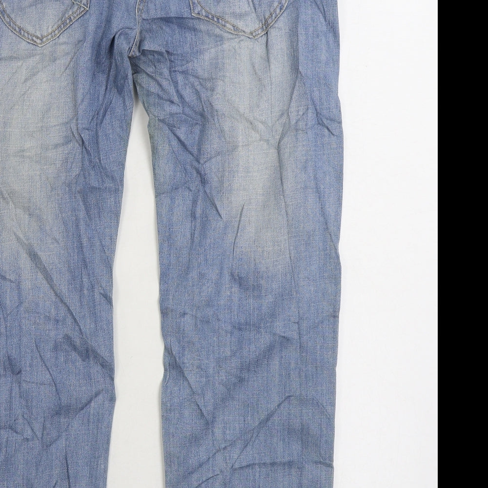 Preworn Womens Blue Cotton Straight Jeans Size 16 L28 in Regular Zip