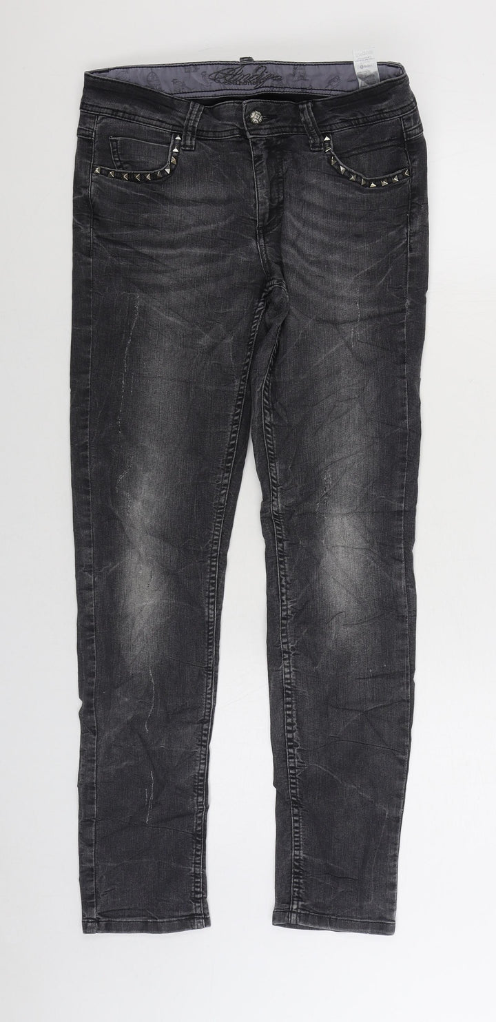 Marks and Spencer Womens Black Cotton Skinny Jeans Size 10 L30 in Regular Zip