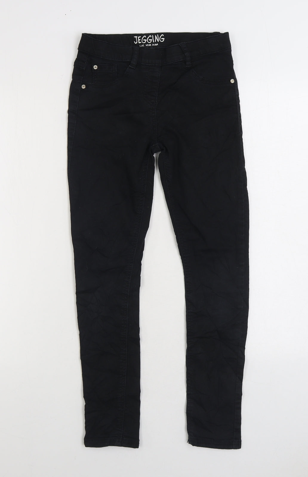 NEXT Girls Black Cotton Straight Jeans Size 11 Years Regular Zip