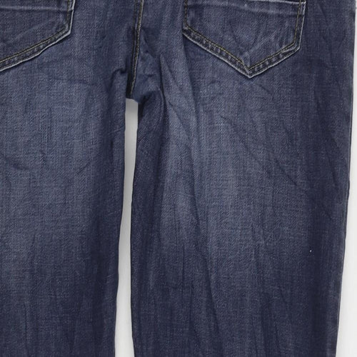 Flintoff by Jacamo Mens Blue Cotton Straight Jeans Size 40 in L30 in Regular Zip