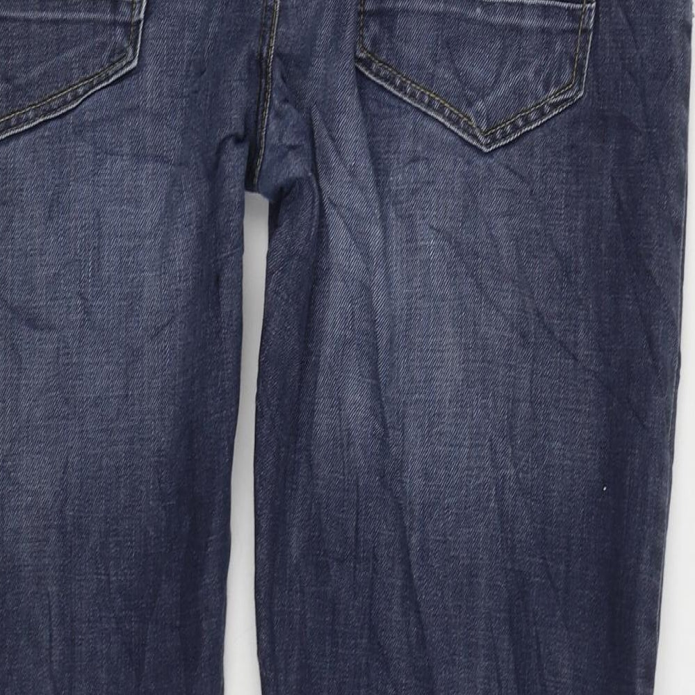 Flintoff by Jacamo Mens Blue Cotton Straight Jeans Size 40 in L30 in Regular Zip
