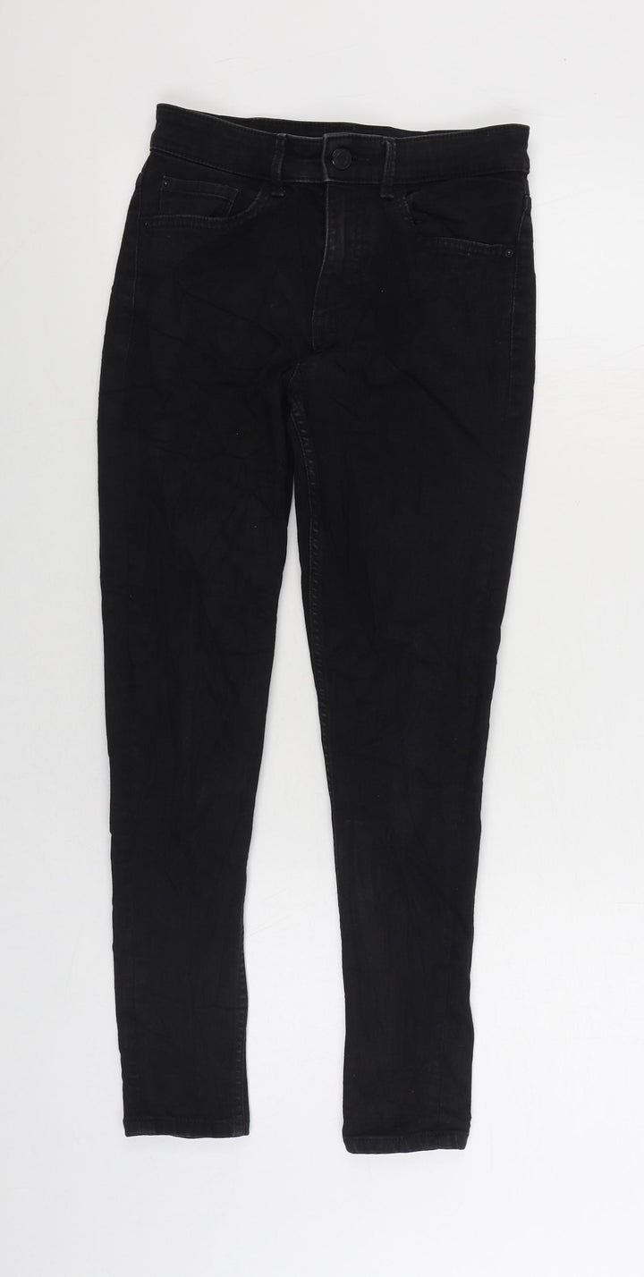 Marks and Spencer Womens Black Cotton Skinny Jeans Size 8 L25 in Regular Zip