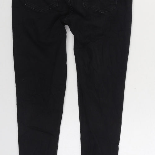 Marks and Spencer Womens Black Cotton Skinny Jeans Size 8 L25 in Regular Zip