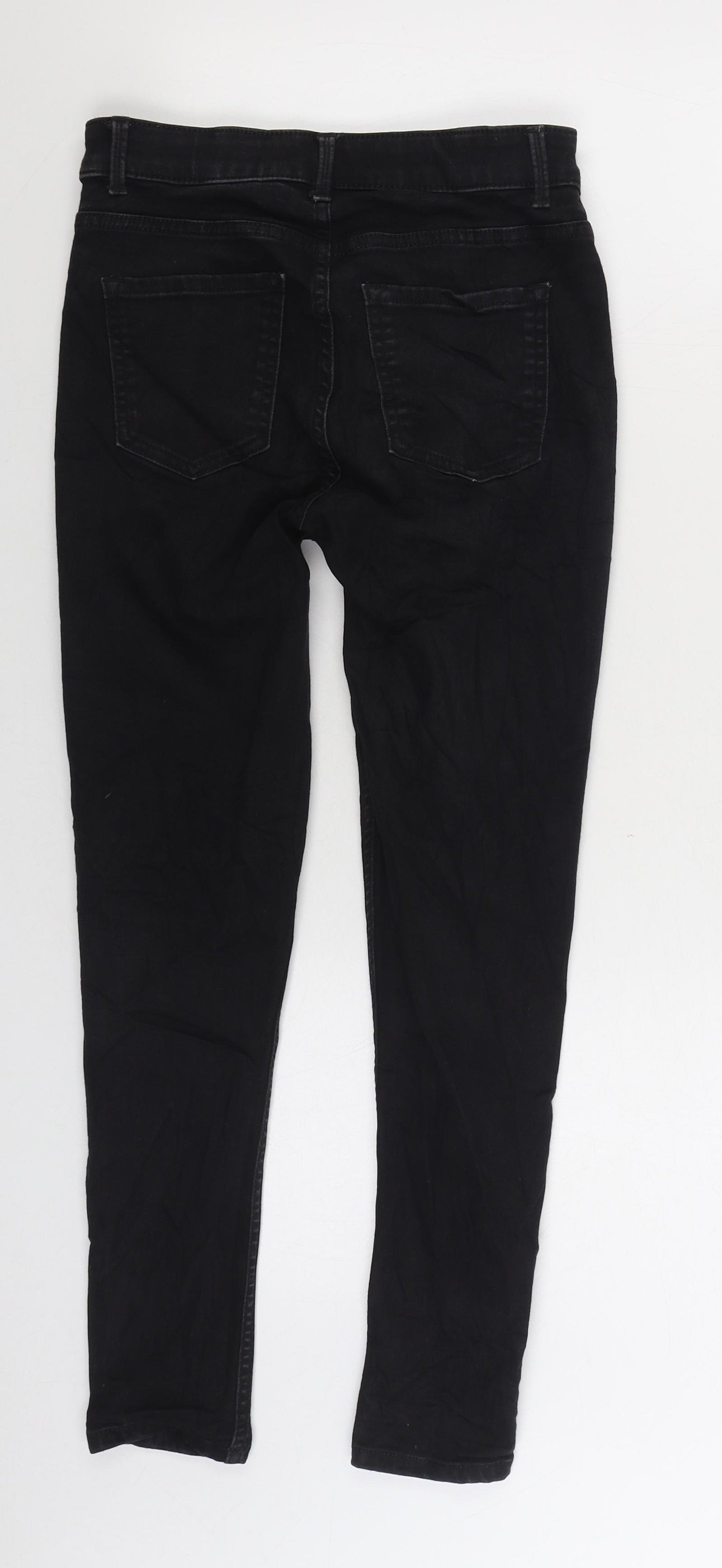 Marks and Spencer Womens Black Cotton Skinny Jeans Size 8 L25 in Regular Zip