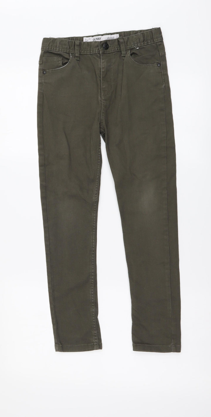 Denim & Co. Girls Green Cotton Skinny Jeans Size 10-11 Years Regular Button