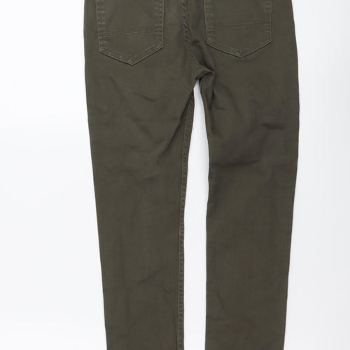 Denim & Co. Girls Green Cotton Skinny Jeans Size 10-11 Years Regular Button