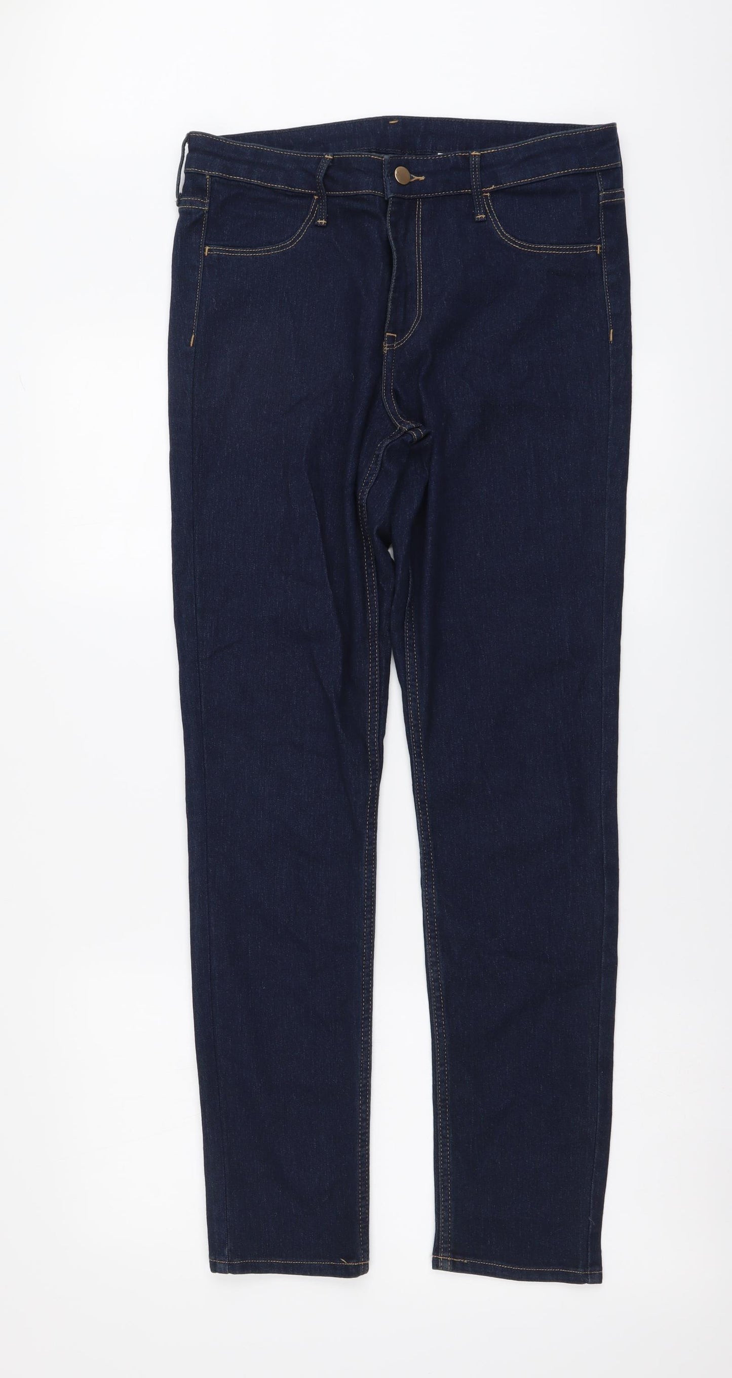 H&M Womens Blue Cotton Skinny Jeans Size 30 in L30 in Regular Button