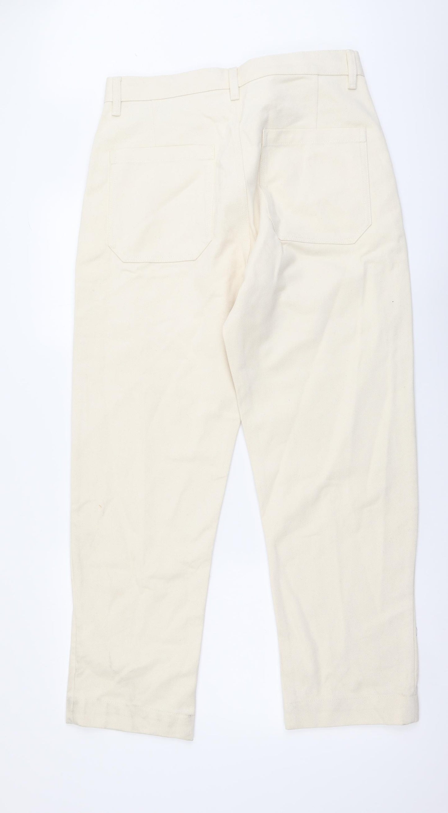 Zara Womens Beige Cotton Mom Jeans Size 12 L28 in Regular Button