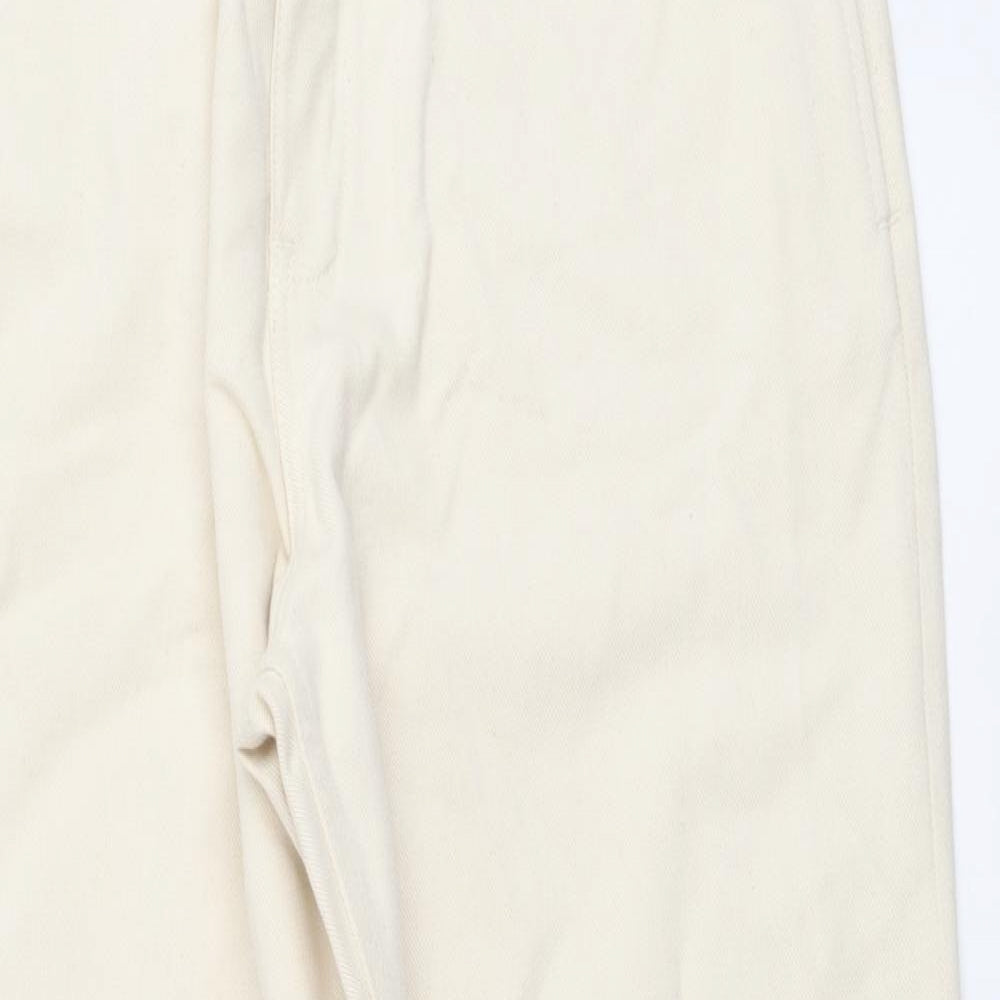 Zara Womens Beige Cotton Mom Jeans Size 12 L28 in Regular Button