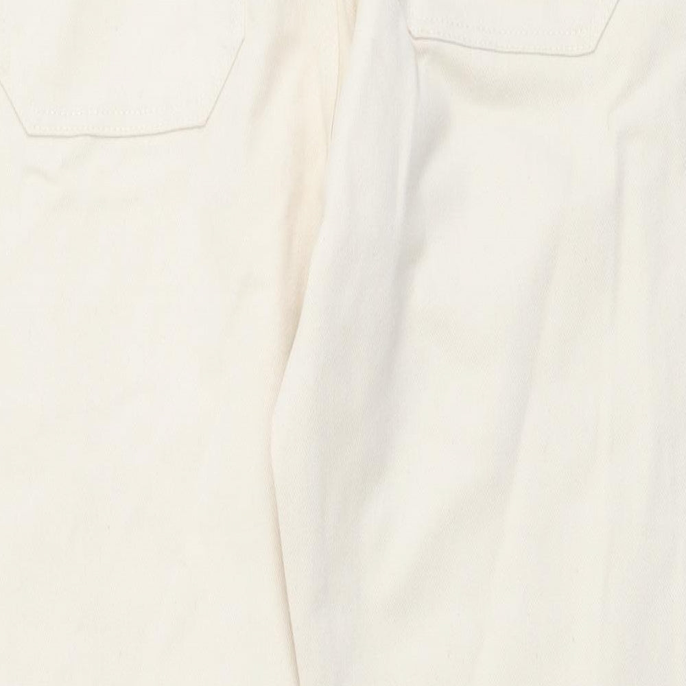 Zara Womens Beige Cotton Mom Jeans Size 12 L28 in Regular Button